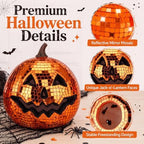 Simgoing 3 Pcs Large Halloween Disco Pumpkin Decor, Ghost Pumpkin, Orange - Image 3