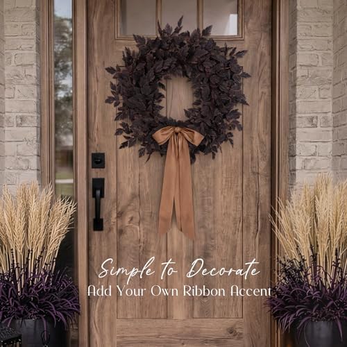 Fall Decor - Fall Wreaths for Front Door - 24 Inch Halloween Plum Wreath - Image 6