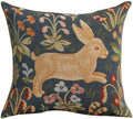 Medieval Running Rabbit in Blue Tapestry Throw Pillow Cover 14 x 14 in by CCharlotteHomeFurnishings