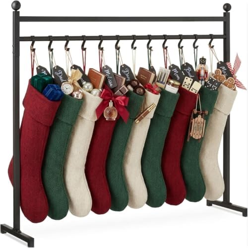 Christmas Stocking Holder Stand 12 Hooks Free Standing Vertical Hanger by Ontuz