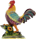 Enameled Country Rooster Trinket Box, Accented with Austrian Crystals, 3.5 Inches Tall by Kubla+Crafts