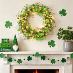 Zeyune 6 ft St. Patrick's Day Garland with Lights Green Shamrock String Lights Artificial St. Patrick's Day Clover Wreath Decorations for Home Mantel Table Wall Irish Party Decor - Image 6
