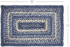 VHC Brands Farmhouse Great Falls Blue Table Placemat Blue White Jute Blend Rectangle Set of 6 12x18 Inches - Image 3