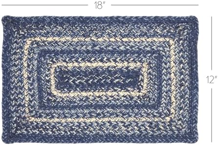VHC Brands Farmhouse Great Falls Blue Table Placemat, Blue White, Jute Blend, Rectangle, 12x18 Inches, 12 Pack 12 Pack - Image 4