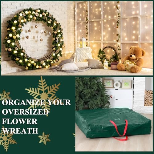 2 Pcs 48 Inch Christmas Wreath Storage Bags with Handle, Green - Image 5