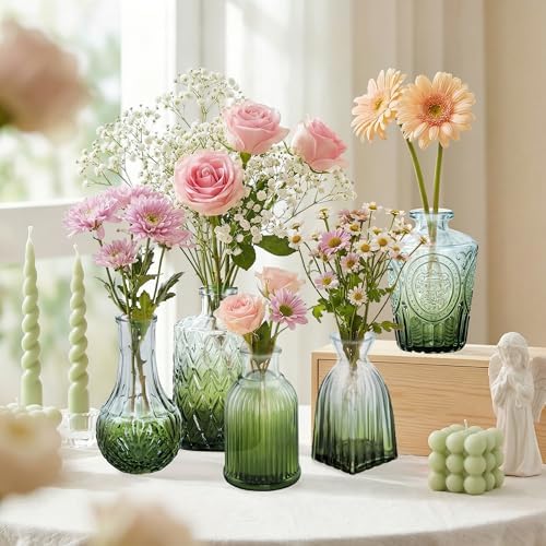 Glass Bud Vases in Bulk Small Mini Dark Green Vase for Flowers 40pc - Image 4