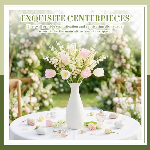 Qinyoung 8 Set White Ceramic Vases for Flowers, 8'' Small Vase, Stylish - Image 4