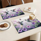 Hummingbird Spring Placemats Set of 6, 12x18 Inch Summer Bird Table Place Mat Floral Flower Washable Non-Slip Heat Resistant Fabric Placement Mats for Dining Kitchen Indoor Outdoor Decor - Image 2