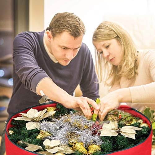 Heavy Duty Christmas Wreath Storage Bag 48" - Handles Made Of Durable 600D Oxford Polyester Material Storage Bag Extra Large 48” Holiday Wreaths Container (Red) - Image 6