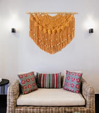 Youngeast Large Macrame Wall Hanging Boho Beaded Curtain for Window Macrame Bedroom Headboard Living Room Wall Art Tassel Tapestry Bohemian Woven Wall Decor 31" W X 25" H (Orange) - Image 3