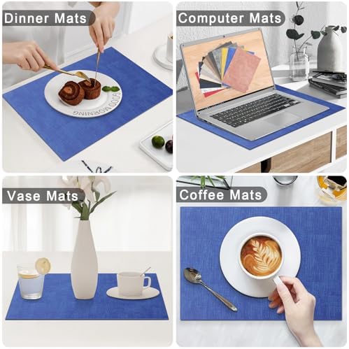 Homaxy PU Faux Leather Placemats for Dining Table, Set of 4, Sea Blue - Image 5