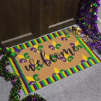 Tinideya 2 Pcs Mardi Gras Layered Welcome Mat for Front Door by Tinideya