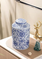 Blue and White Ginger Jar, Ceramic Chinoiserie Decorative Jars for Home, Office, Flower Vase Pocelain, Glossy Vase for Table, Living Room, Bookshelf, Mantle Fireplace, Centerpieces 11" - Image 3
