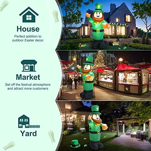 4 Ft Inflatable St Patricks Day Leprechaun Lighted Blow Up Shamrock Outdoor Yard Decoration with LED Light for Yard Garden Lawn Holiday - Image 2