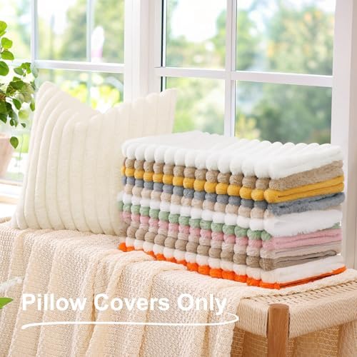decorUhome Fall Faux Fur Throw Pillow Covers 26x26 Set of 2 Red - Image 6