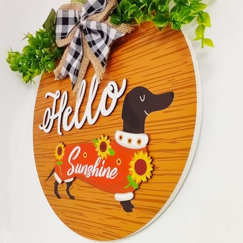 18 Pcs Interchangeable Seasonal Welcome Signs Front Door Decoration, Rustic Dachshund Seasonal Home Sign, Great Dog Gifts, Suitable for All Holidays Including Valentine's Day, Easter (Brown) - Image 6