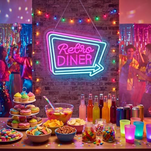 Zhengmy Retro Diner Neon Sign, USB Powered 1950s LED Wall Decor by Zhengmy