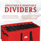 Christmas Ornament Storage Container,Box Stores Up to 128-3 inch ornaments, Adjustable Dividers, Large Organizer Bin to Protect and Store Holiday Décor - Red - Image 6