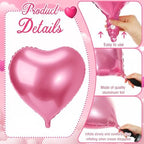 Jenaai 30 Set Heart Foil Balloon with Bow, Pink - Image 3