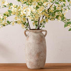 Dobbyby Ceramic Flower Vase 12 inch Farmhouse Rustic Vase Decorative Pottery Terracotta Tall Vases for Home Decor Table Mantle Fireplace Living Room Bathroom Wedding Centerpiece (Large-Terracota) by Dobbyby