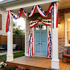 4th of July Decorations - 20 Ft American Flag Bunting Red White Blue USA Patriotic Flag Banner for Porch Door Outdoor Decor (2 Pack) - Image 5