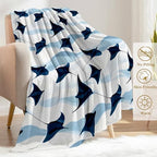 Cute Stingray Fleece Blanket - Lightweight Soft Cozy Gifts Throw for Marine Life Lovers, Kids,Women,Manta Ray Blankets,Elegant Ocean-Inspired Design,Home Room Modern Decor 60x80in - Image 3