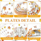 Pickmesh 250 Pcs Fall Party Tableware Set, Fall Pumpkins, Orange - Image 2