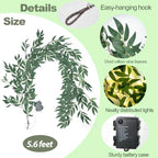 Green Vines Garland with Lights 96 LED Battery Operated with Timer Faux Willow Leaves Twig with Lights Greenery Garlands Decortions for Mantel Fireplace Table Wall Patio Wedding Holiday Home Decor - Image 2