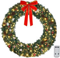 VINGLI 48" Artificial Pre Lit Christmas Wreath with 150 LED Lights by VINGLI