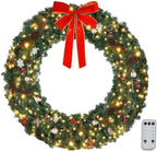 VINGLI 48" Artificial Pre Lit Christmas Wreath with 150 LED Lights by VINGLI