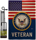 US Navy Veteran Burlap Garden Flag - Set with Stand Armed Forces USN Seabee United State American Military Retire Official - House Banner Small Yard Gift Double-Sided Made in USA 13 X 18.5 by Unknown