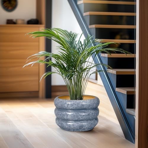 SQOWL Ceramic Planter 10 Inch - Indoor Plant Pot with Drainage Hole Outdoor Planter Large Flower Pot Modern Decorative Plant Pot for Bathroom Room Decorations Gray - Image 6