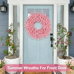 26 Inch Spring Wreaths for Front Door Large Easter Valentines Forsythia Floral Summer Spring Door Wreaths Outdoor All Season Spring Decorations for Home Porch Room Window Wall Farmhouse Decor (Pink-R) - Image 6