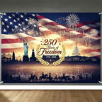 8x6ft American 250 Years of Freedom Banner Backdrop Patriotic American Flag Photography Background 4th of July Independence Day 250th Anniversary USA Party Decorations Supplies by LDWLYW