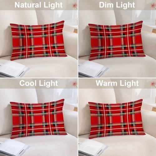 Batmerry Red Colorful Abstract Plaid Pillowcases, Royal Stewart Tartan Classic Red Scottish Plaid Decorative Bed Pillow Cover with Hidden Zipper Soft Blended for Hair and Skin 20X26 in - Image 5