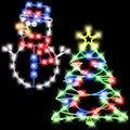 Christmas Window Silhouette LED Lights Decorations, Pack of 2 Sign Lighted Snow Man and Christmas Tree for Holiday Indoor Wall Door Glass Decor by StayCoolThisSummer