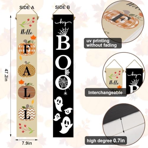 One-Piece Reversible Fall Halloween Porch Sign, Outdoor Decor - Image 2