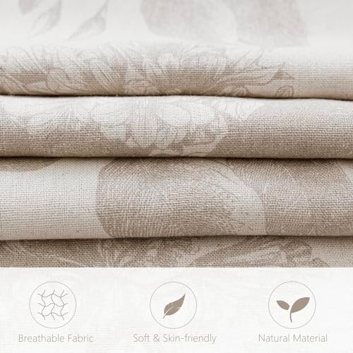 Foindtower Set of 2 Linen Floral Vintage Throw Pillow Covers Neutral Accent Decorative Cushion Covers Farmhouse Boho Home Decor for Sofa Chair Couch Bedroom Living Room,24×24 Inch,Tan Beige - Image 2