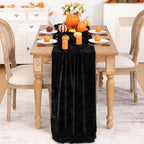 DeZerlor 3pcs Black Fall Winter Velvet Table Runner 20 x 120 Inch - Image 2
