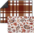 Dunzy 2 Pcs Fall Football Layered Door Mat, Football Home Decor by Dunzy