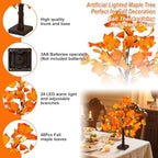 Fall Decor 2 Pack Fall Trees Artificial Lighted Maple Tree Thanksgiving Decor 48 LED Table Fall Lights Up Tree Battery Operated for Wedding Party Gifts Indoor Outdoor Autumn Harvest Home Decorations - Image 3