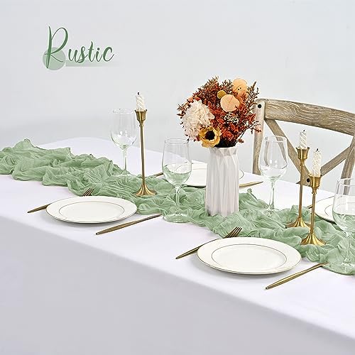 30 Pack Sage Green Table Runner 10Ft Cheesecloth Table Runner Boho Gauze Table Runners Romantic Long Cheese Cloth Sheer Fabric Table Runners for Wedding Party Bridal Shower - Image 7