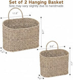 iEGrow Set of 2 Hanging Basket, Wicker Wall Basket Natural Seagrass, Hanging Baskets for Organizing and Decor, Storage Baskets for Door Mounted Entryway Flower Mail Plant Garden - Image 4