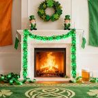 20FT St Patrick's Day Garland Lights, Plug in Outdoor Green Global String Lights and Tinsel Shamrock Garland Set, Parallel Connectable for Home Garden Irish Saint Patrick Party Decorations - Image 3