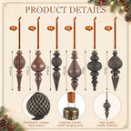Colarr 15 Pcs Christmas Finial Drop Ornaments, Vintage Xmas Tree Decor - Image 3