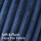 Simmore Faux Fur Striped Navy Blue Throw Pillow Covers 24x24 Set of 2 - Image 2