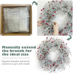 Winter Front Door Wreath 24 Inch Metallic Silver Boxwood - Image 4