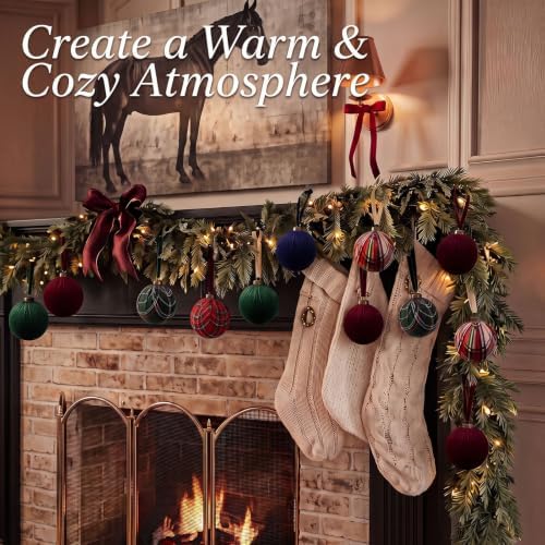Gemscream 12 Pcs Classic Tartan Assorted Christmas Ornament Balls 3.15 Inch - Image 4