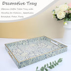 Rectangle Plastic Serving Tray with Handles, Elegant Decorative Tray for Coffee Table, Ottoman, Living Room, Kitchen, and Outdoor Use. 12"*16"*1.6" F - Image 6