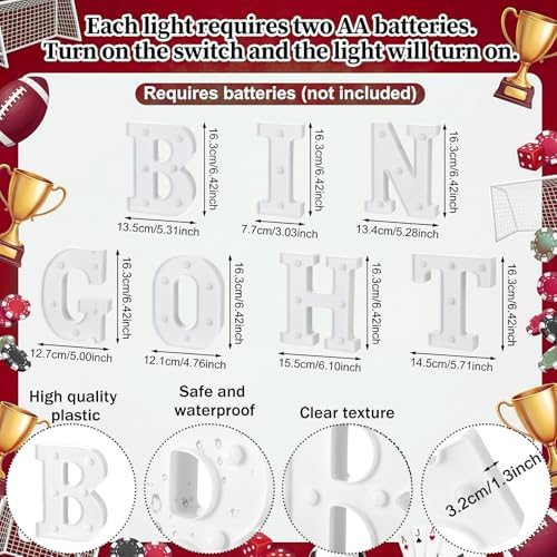 Honoson 10 Pcs Bingo Night Decorations Lights up Sign 6.42 Inch - Image 2